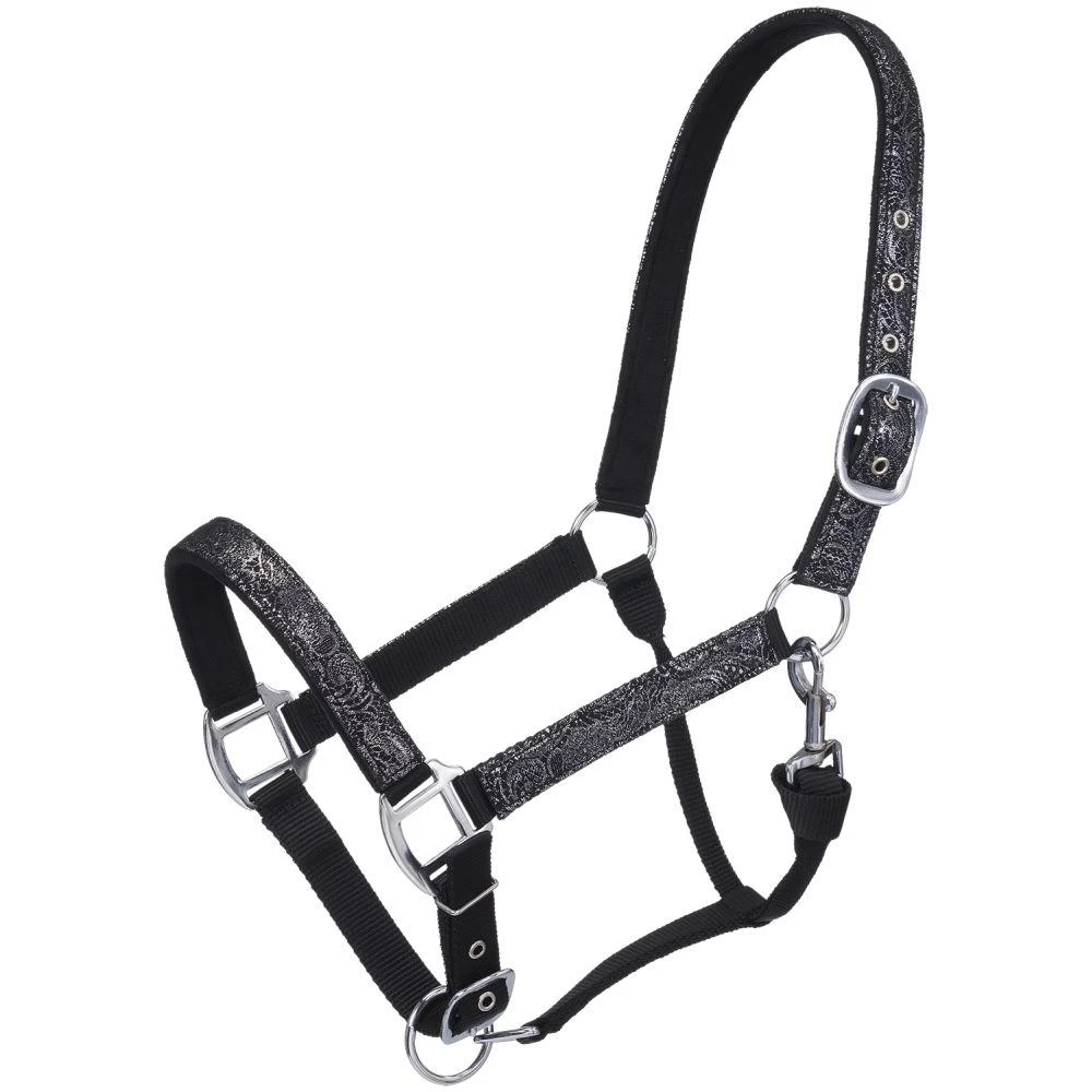 JT International Adjustable Nylon Halter With Floral Foil Overlay