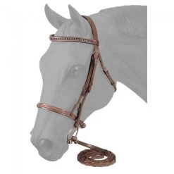 Raised Snaffle English Bridle With Silver Link & Blue Stone Crystals