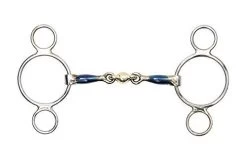 Shires Blue Sweet Iron Two Ring Gag With Lozenge Bit