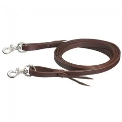 Tough 1 Premium Harness Leather Roping Reins With Waterloop Snap Ends