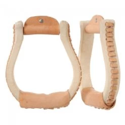 Tough 1 Leather Laced 1" Wide Rawhide Oxbow Stirrups With 3" Neck