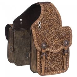 Tough 1 Leather Floral Tooled Saddle Bag