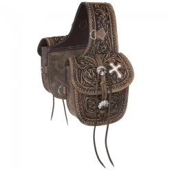 Tough 1 Antique Tooled Leather Saddle Bag