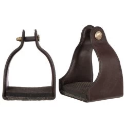 Tough 1 1" Leather Covered Padded Endurance Stirrups With 4 1/2" Tread