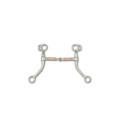 Toklat Stainless Steel Swept Back Shank Roller Snaffle Bit With 6" Cheek And Curb Ring