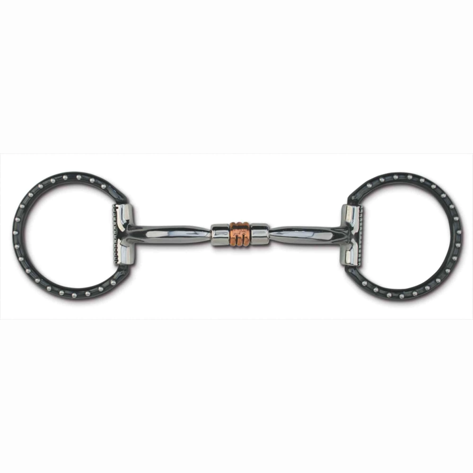 Myler Black Western Dee With Stainless Steel Dots, Sweet Iron Comfort Snaffle With Copper Roller