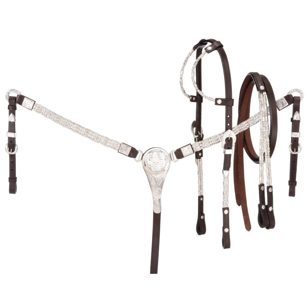 Tough 1 Silver Ferrule 3-Piece Western Bridle Show Set - Image 2