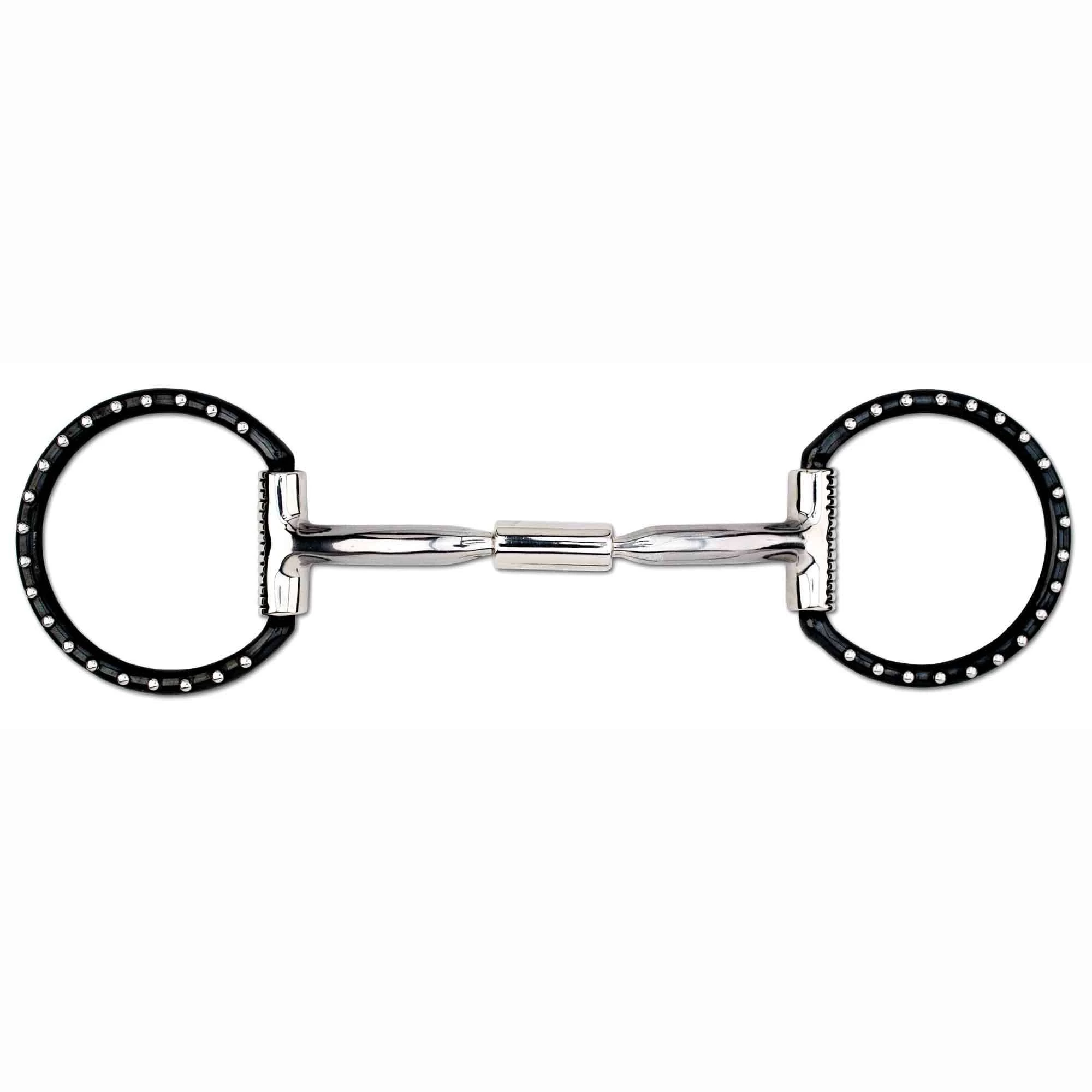 Myler Black Western Dee With Stainless Steel Dots, Sweet Iron Comfort Snaffle Wide Barrel