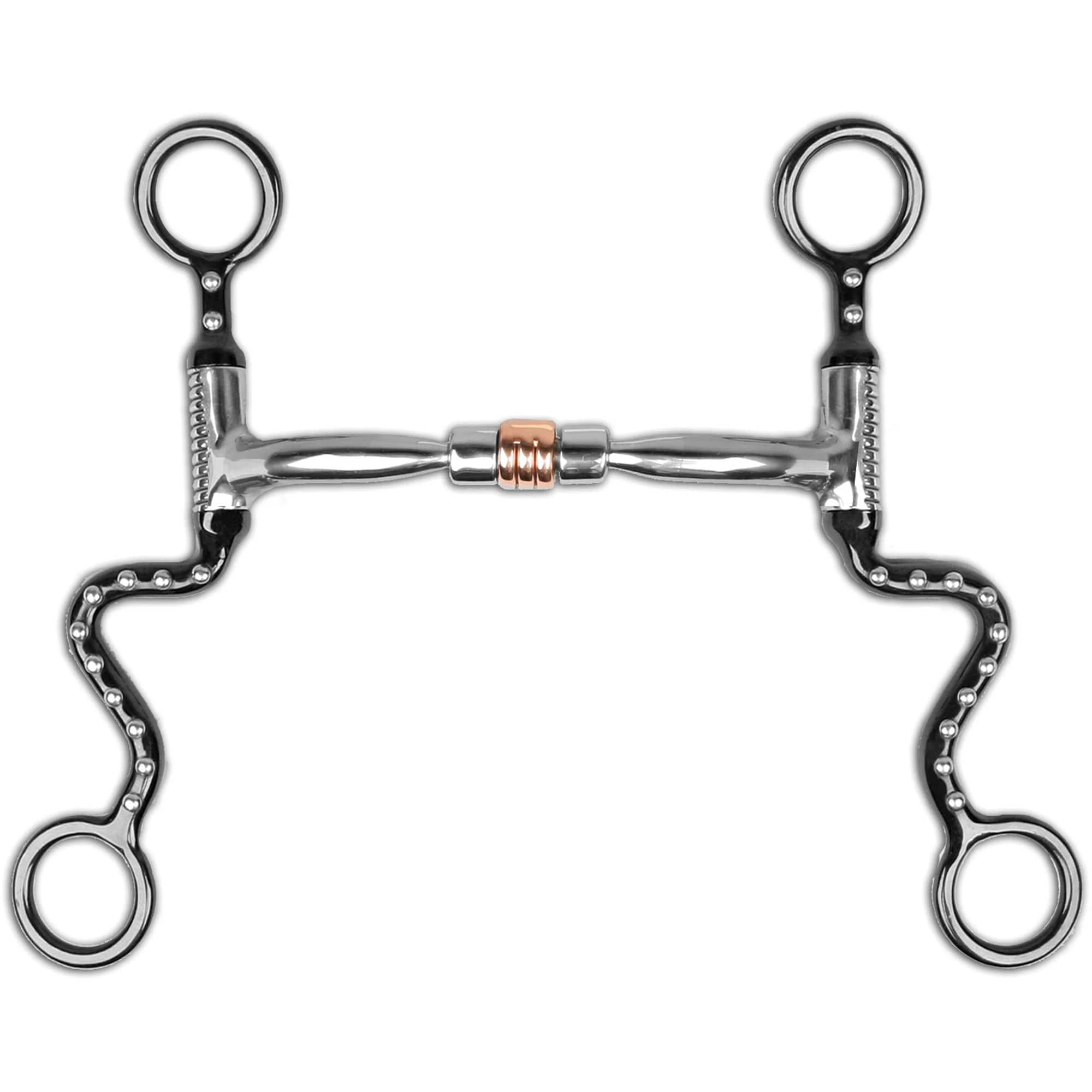 Myler Black Seven Shank With Sweet Iron Comfort Snaffle With Copper Roller